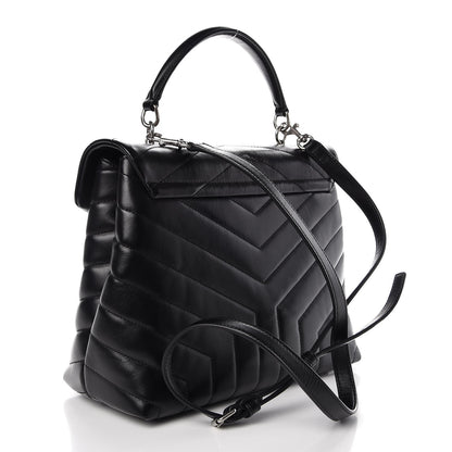 Saint Laurent Calfskin Y Quilted Monogram Medium Loulou Satchel Black 4 of 9