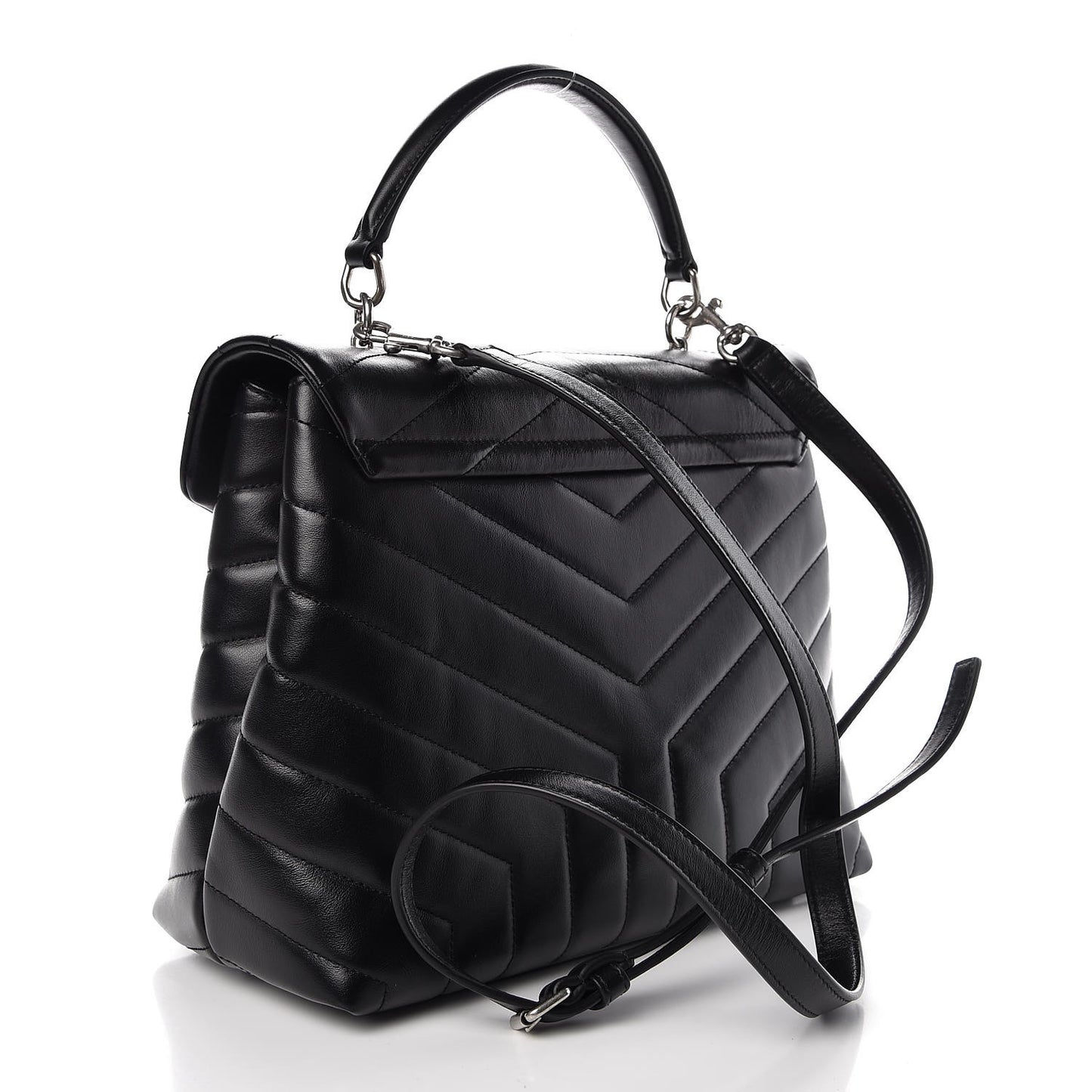 Calfskin Y Quilted Monogram Medium Loulou Satchel Black