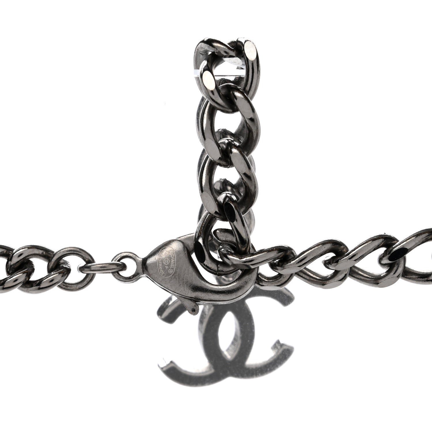 Chanel Ruthenium Crystal Chain CC Lucky Charms Choker Silver 4 of 4