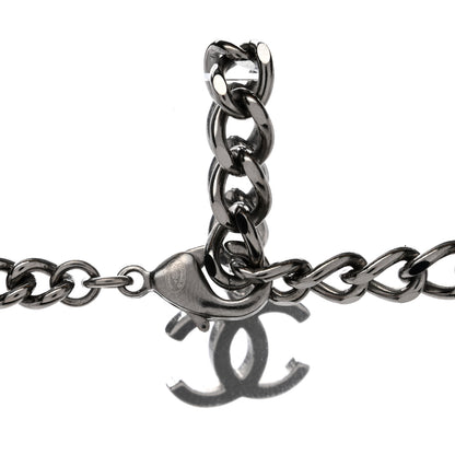 Chanel Ruthenium Crystal Chain CC Lucky Charms Choker Silver 4 of 4