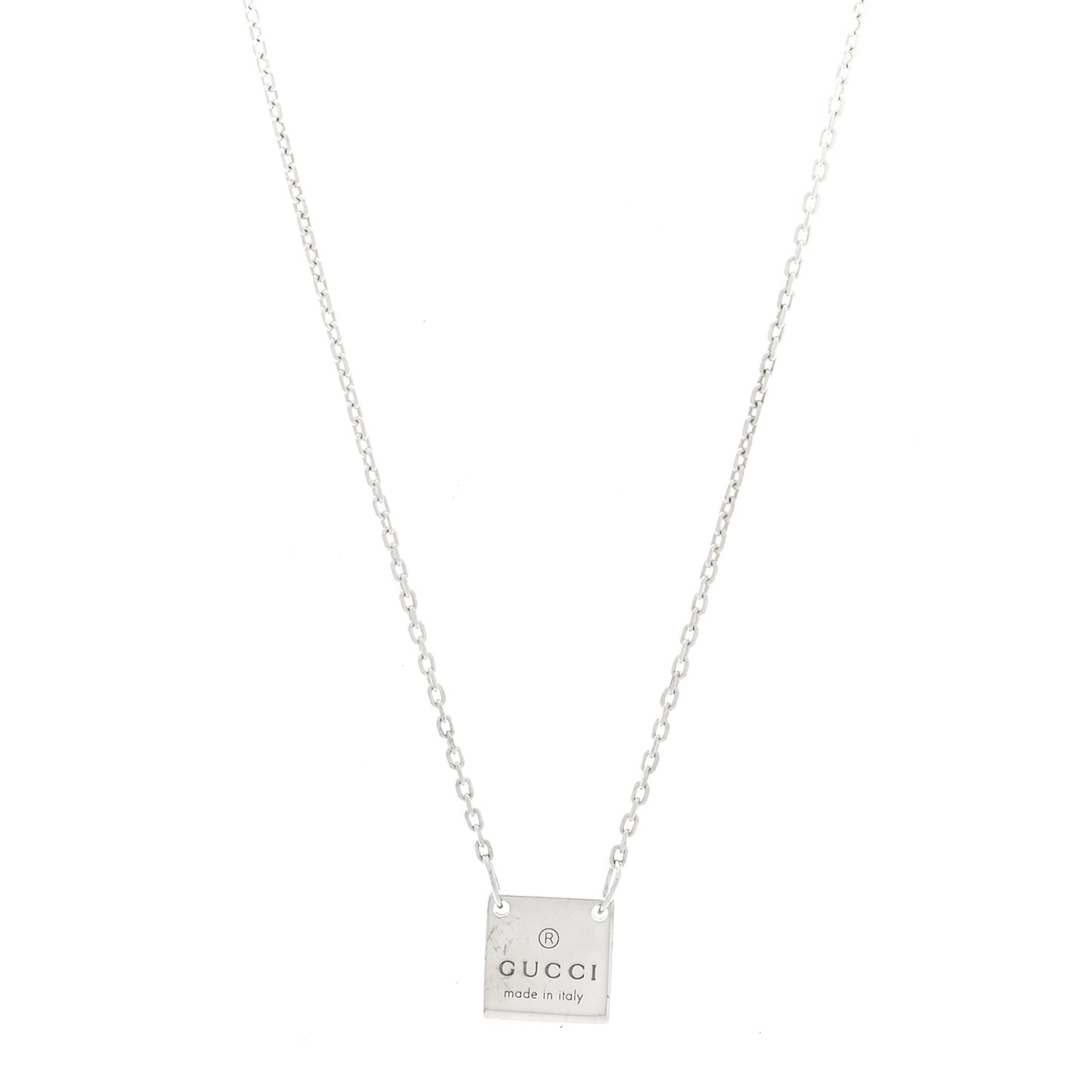 Sterling Silver Trademark Logo Square Pendant Necklace