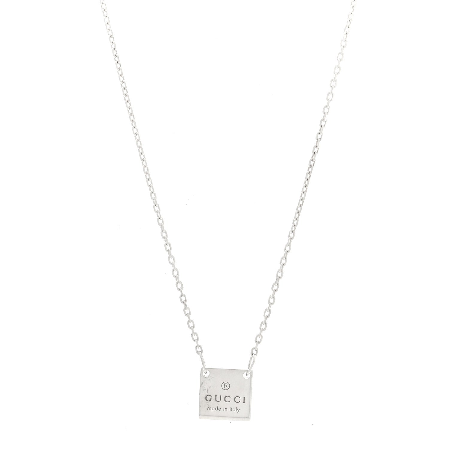 Gucci Sterling Silver Trademark Logo Square Pendant Necklace 1 of 4