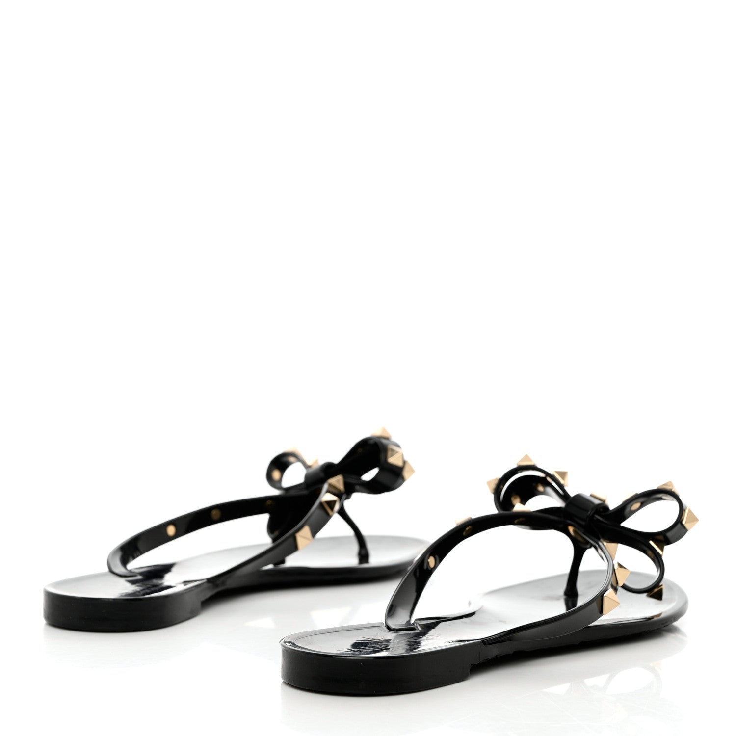 Valentino Garavani PVC Jelly Rockstud Bow Thong Sandals 36 Black 4 of 12