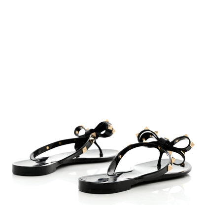 Valentino Garavani PVC Jelly Rockstud Bow Thong Sandals 36 Black 4 of 12