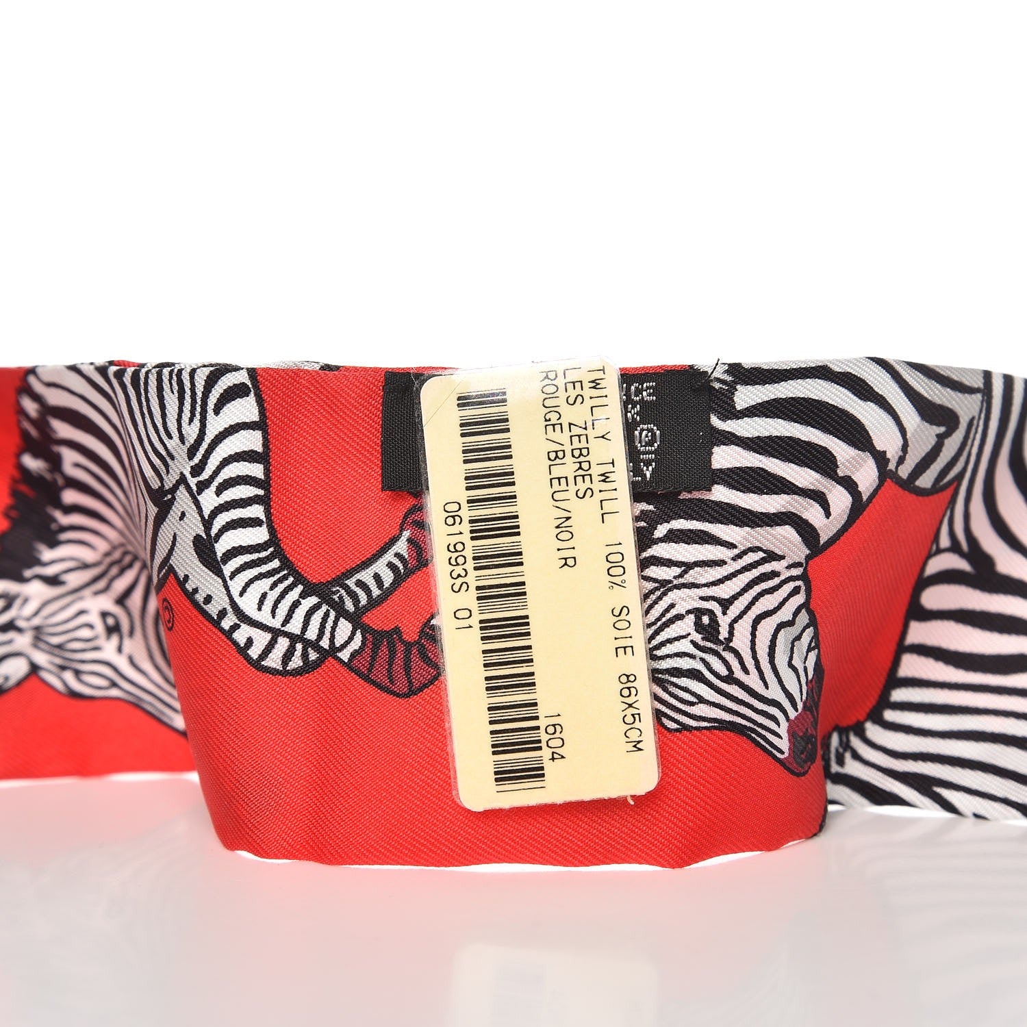 Hermes Silk Les Zebres Twilly Rouge Bleu Noir 3 of 6
