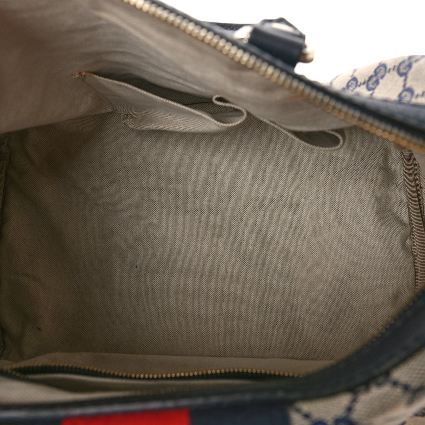 Monogram Selleria Calfskin Vintage Web Medium Boston Beige Blue