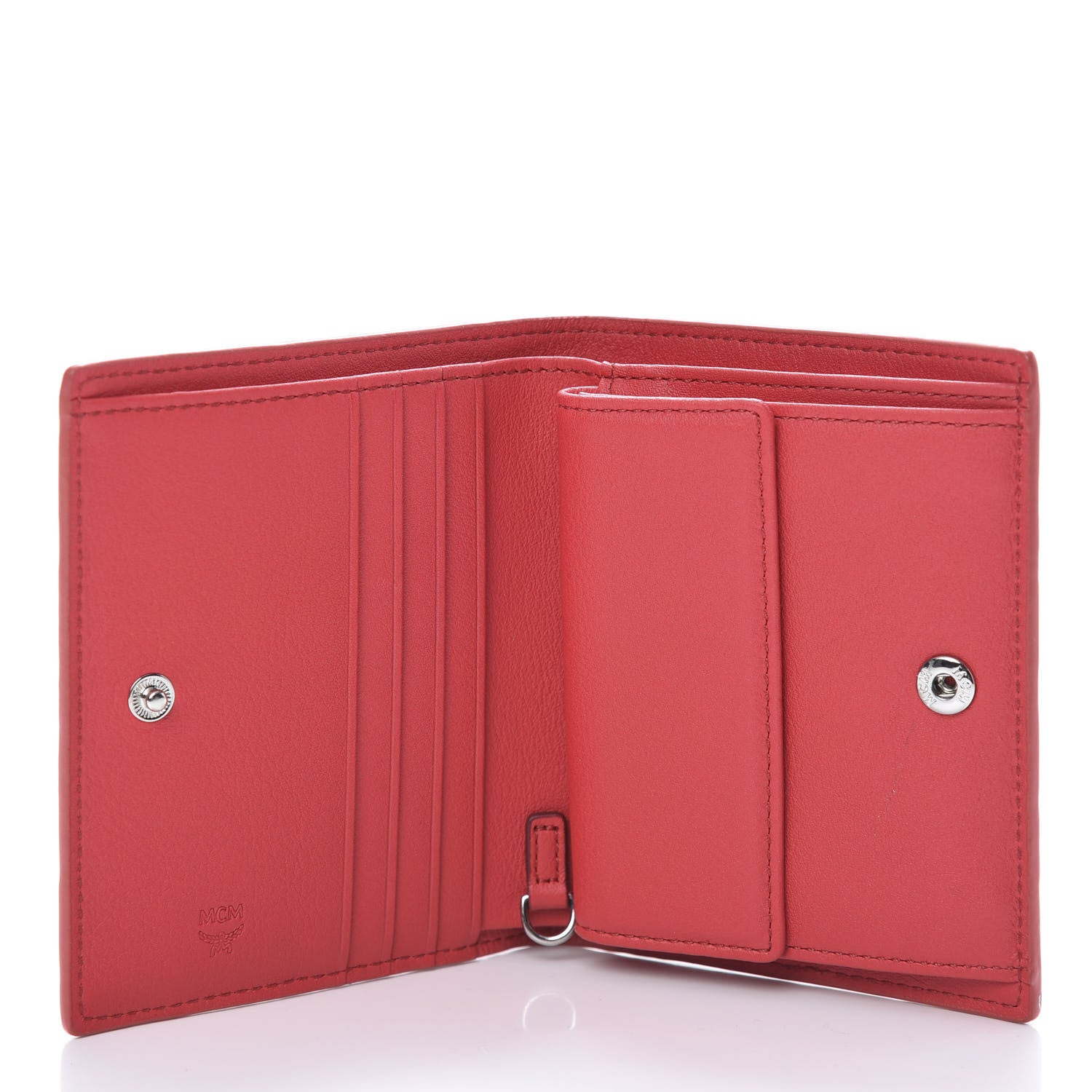 MCM Calfskin Ottomar Monogram Bi-Fold Wallet Hot Coral 5 of 10