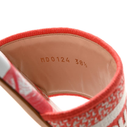 Christian Dior Canvas Toile De Jouy Embroidered Dway Flat Slide Sandals 38.5 Coral 9 of 10