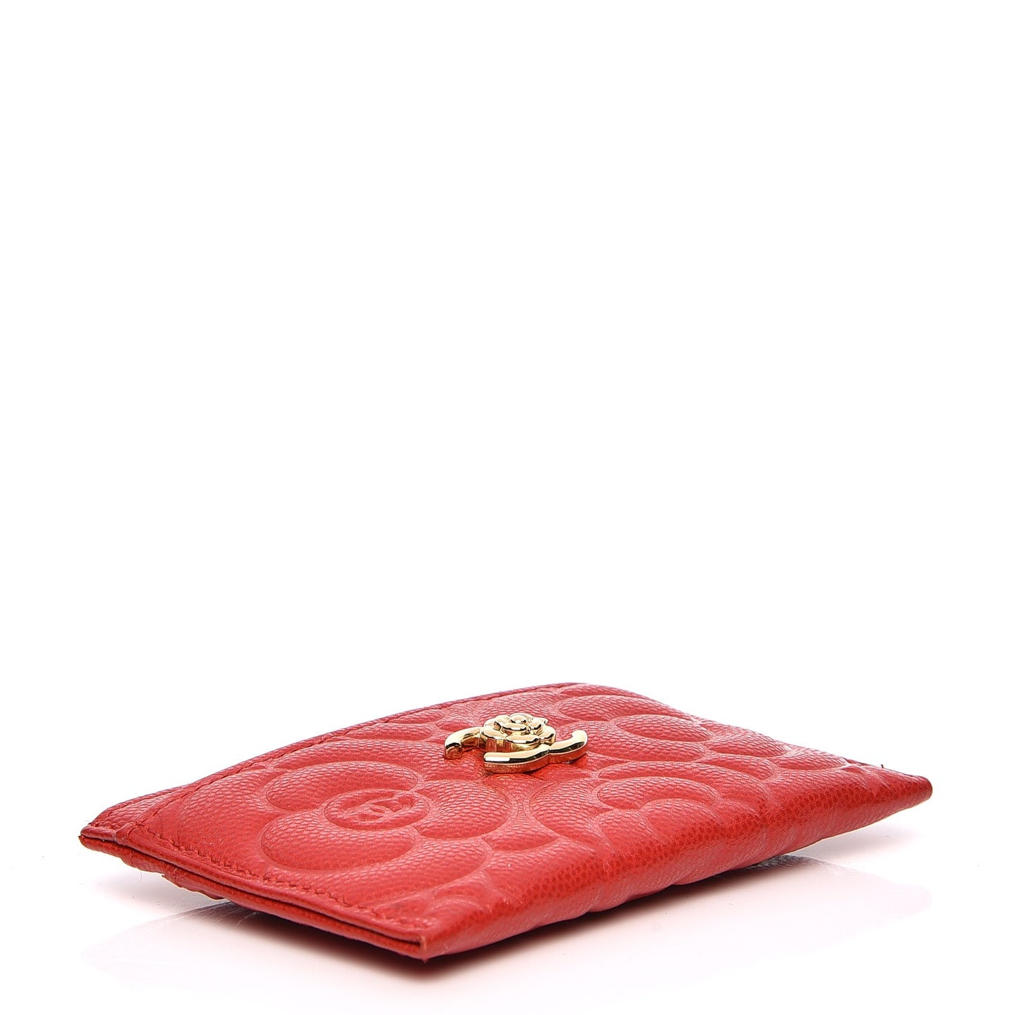 Caviar Camellia Embossed Card Holder Red