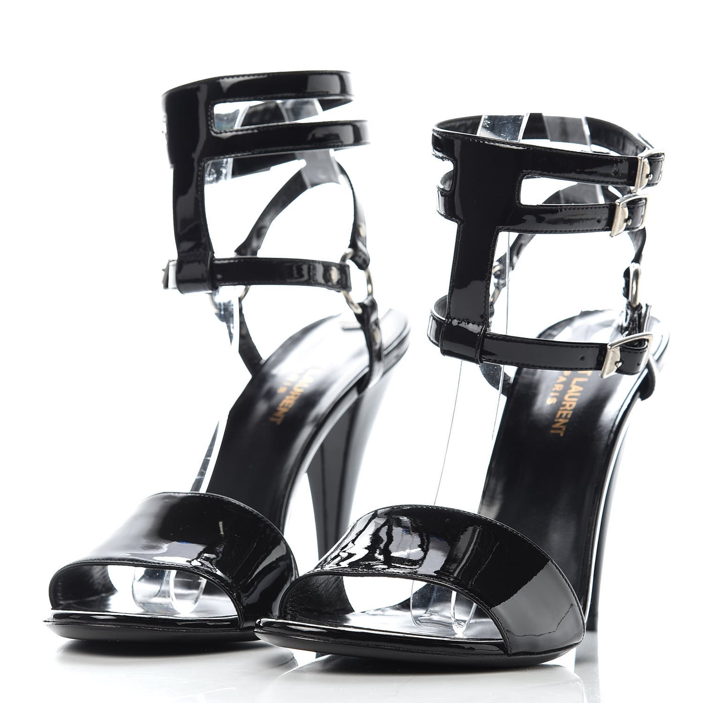 Patent Calfskin Fetish 105 Sandal Heels 40 Black