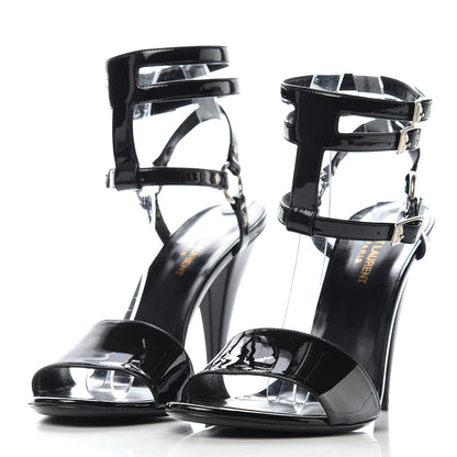Saint Laurent Patent Calfskin Fetish 105 Sandal Heels 40 Black 3 of 11