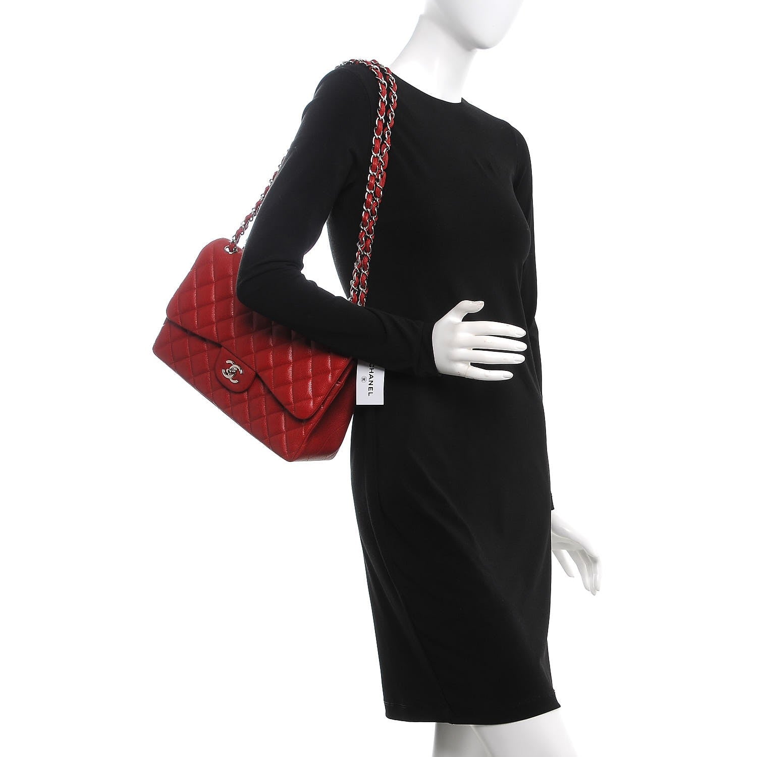 Chanel Caviar Quilted Jumbo Double Flap Dark Red 2 of 8