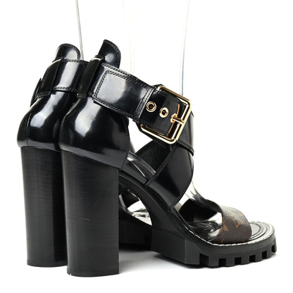 Louis Vuitton Glazed Calfskin Monogram Star Trail Sandals 41 Black 3 of 4