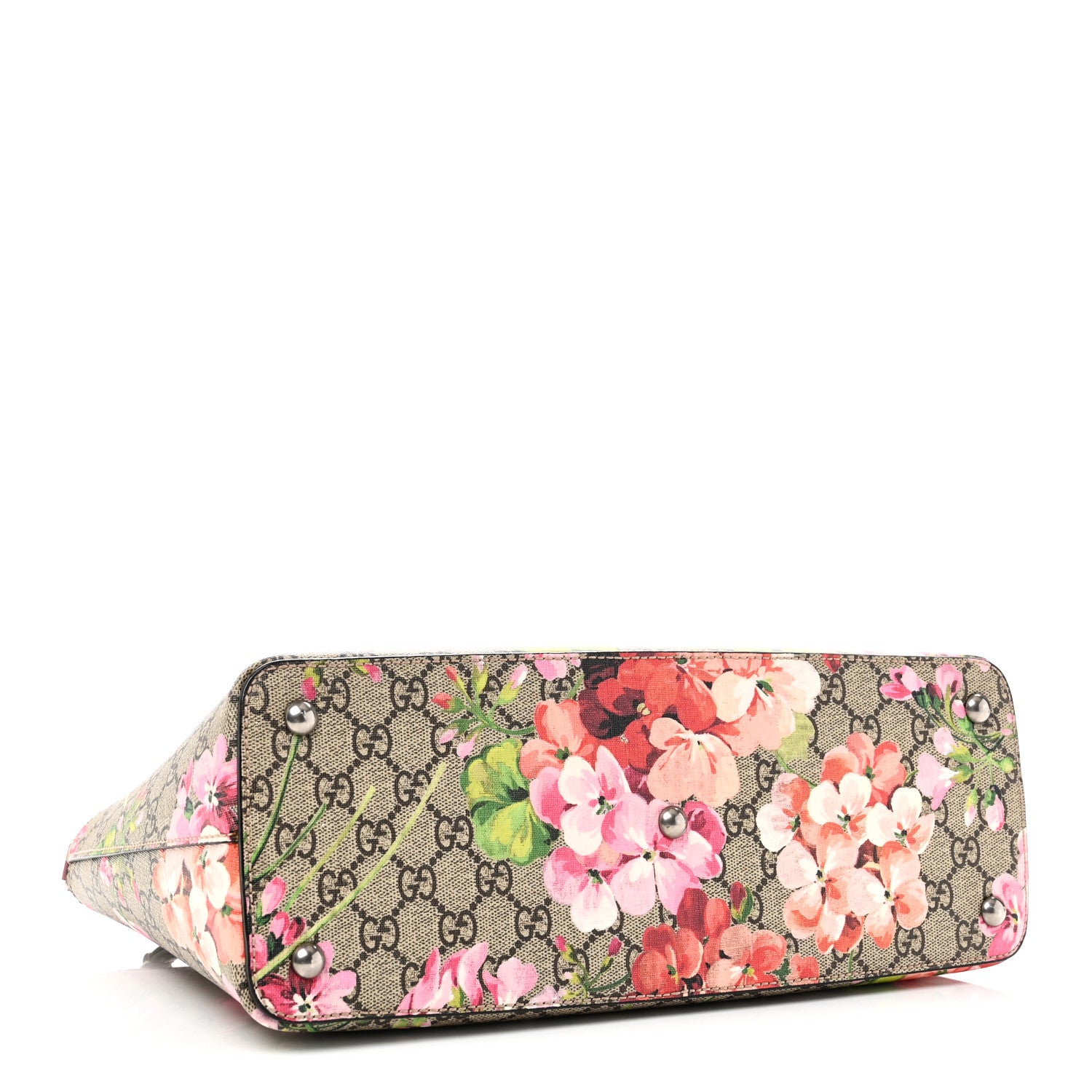 Gucci GG Supreme Monogram Blooms Small Zip Top Tote Beige Multicolor Dry Rose 4 of 11