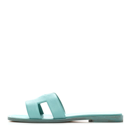 Hermes Epsom Oran Sandals 37 Bleu Littoral 1 of 12