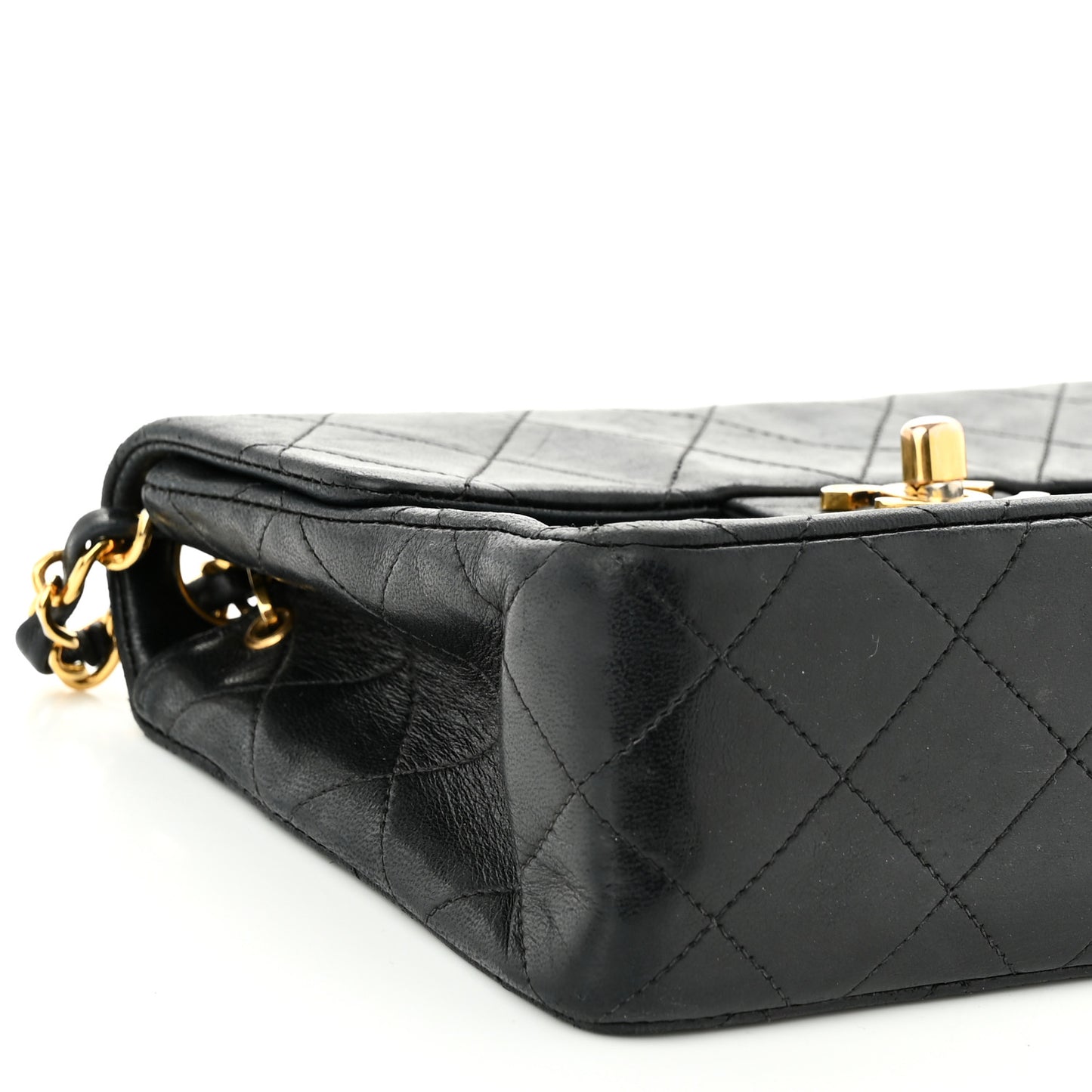 Lambskin Quilted Mini Square Flap Black