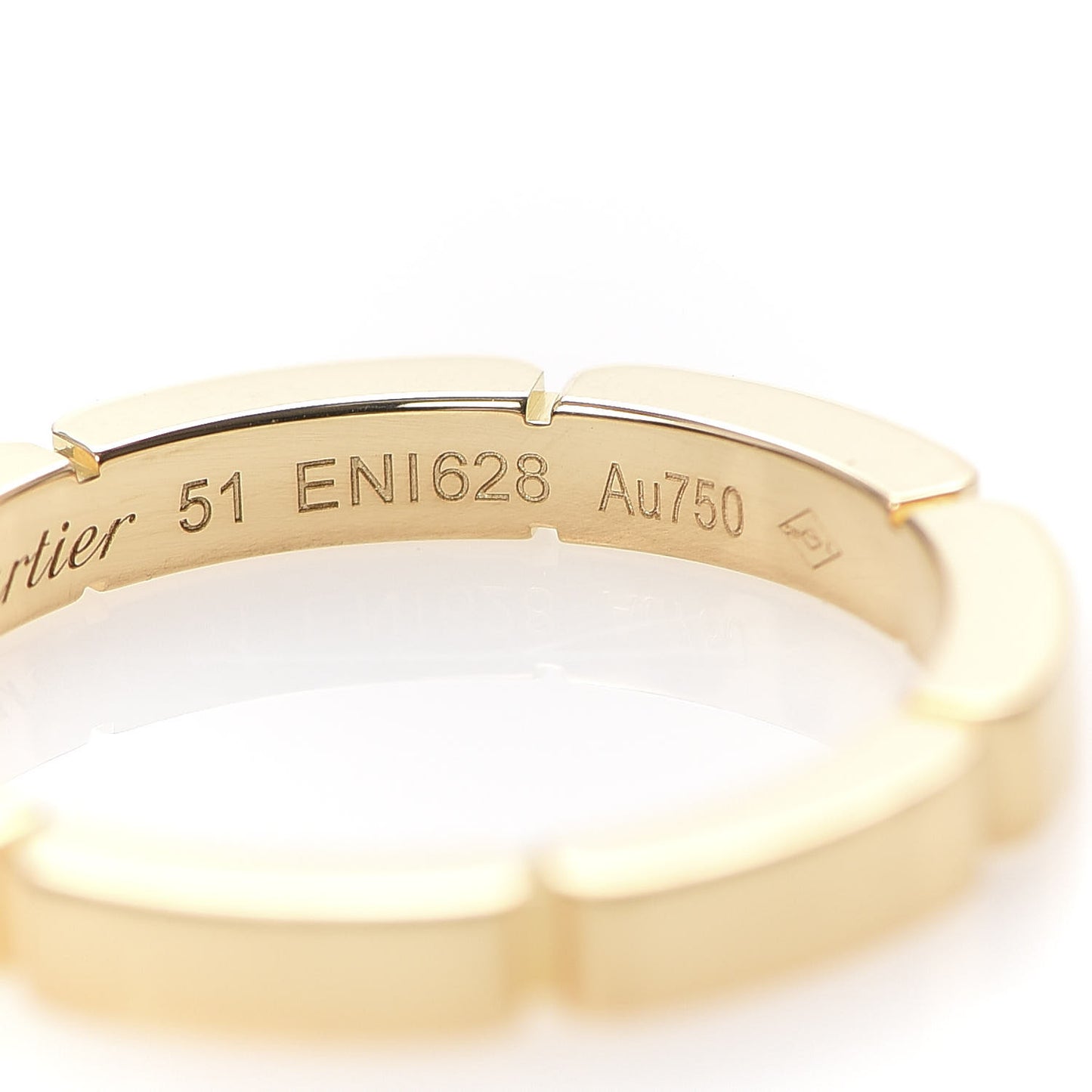 18K Yellow Gold Diamond Maillon Panthere Wedding Band Ring 51 5.75