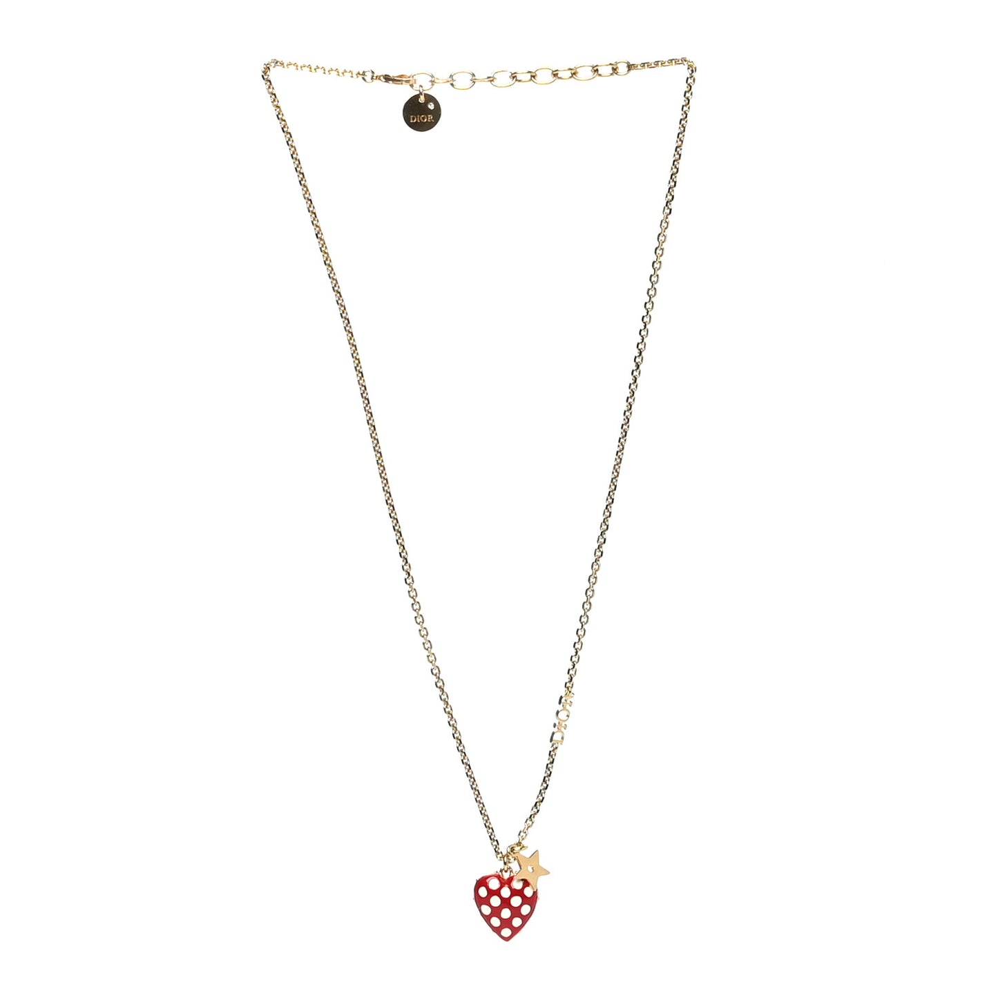 Metal Dioramour Necklace Gold Red