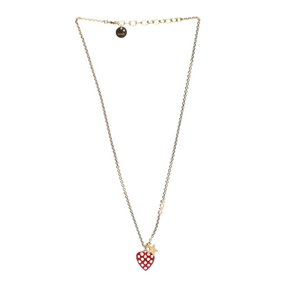 Christian Dior Metal Dioramour Necklace Gold Red 3 of 5