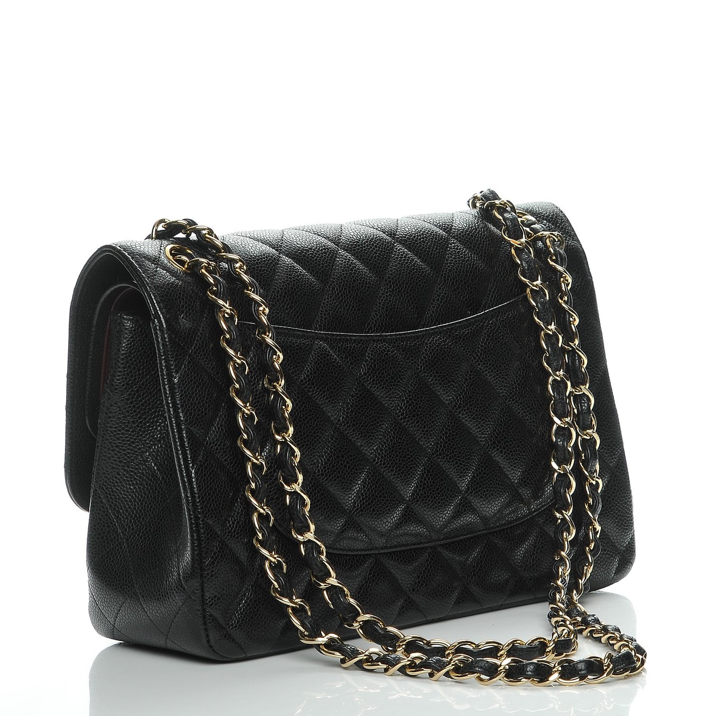 Caviar Quilted Jumbo Double Flap Black
