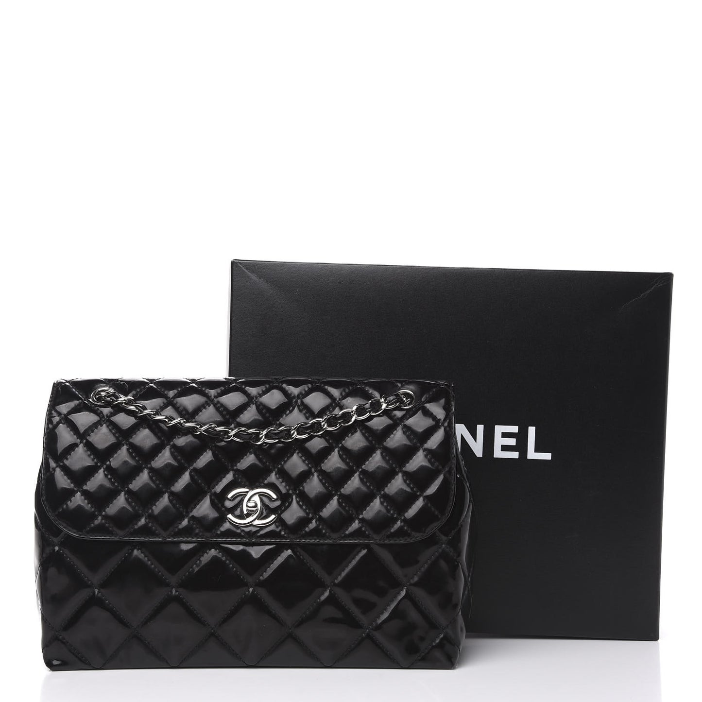 Vinyl Quilted In the Business Flap Bag Black
