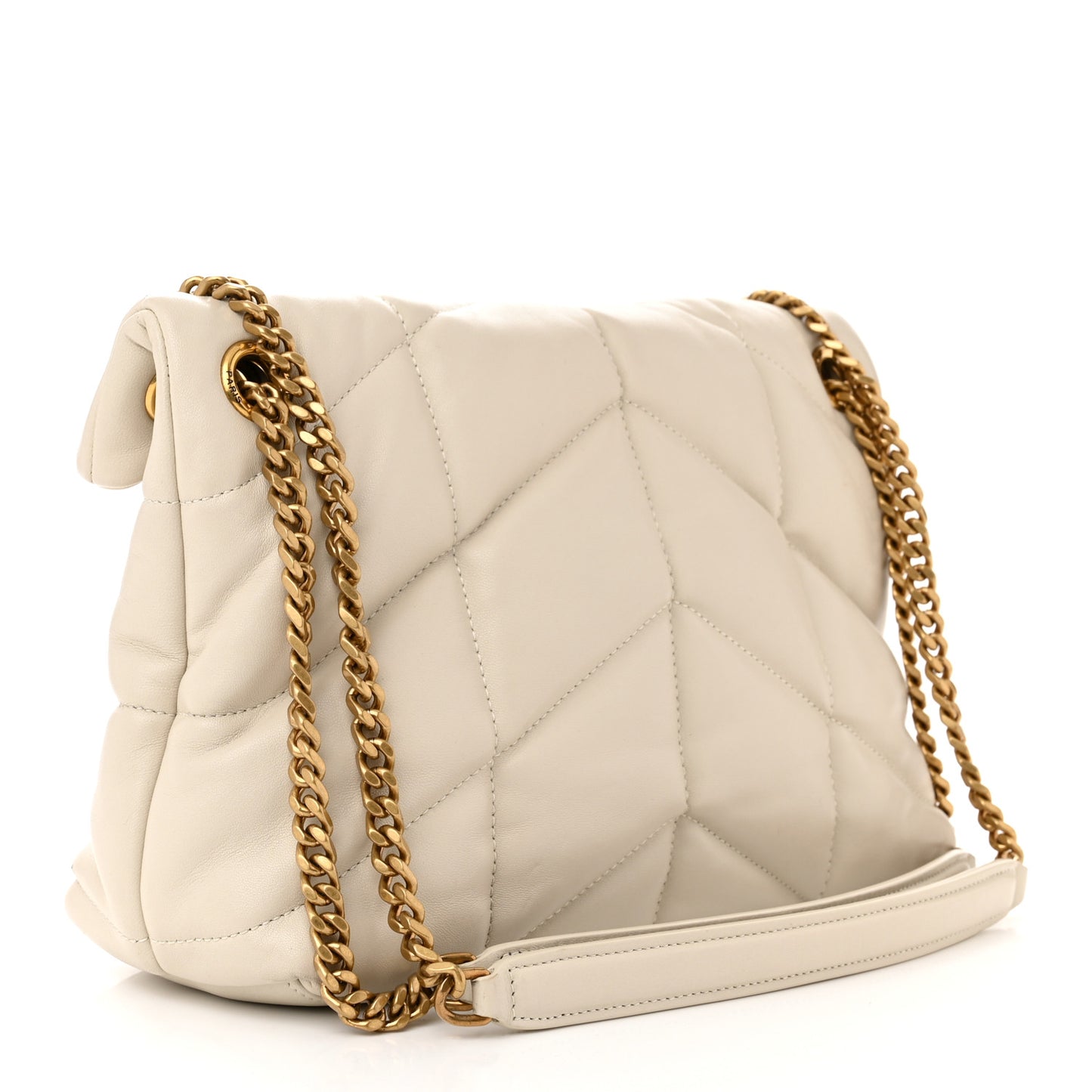 Lambskin Quilted Small Loulou Puffer Monogram Chain Satchel Crema Soft