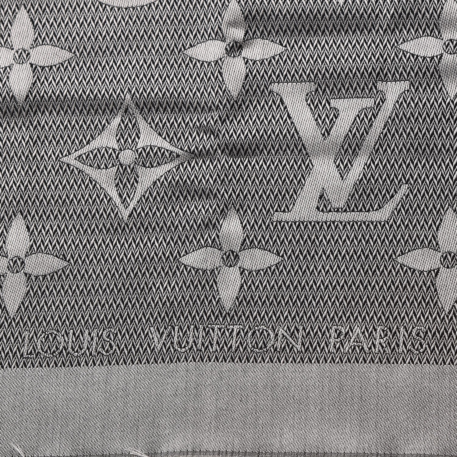 Louis Vuitton Silk Wool Beyond Monogram Shawl Silver 4 of 5