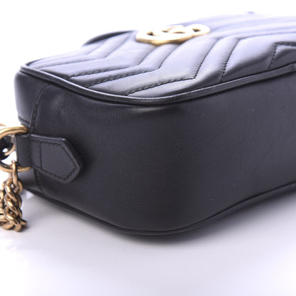 Gucci Calfskin Matelasse Mini GG Marmont Chain Shoulder Bag Black 9 of 13
