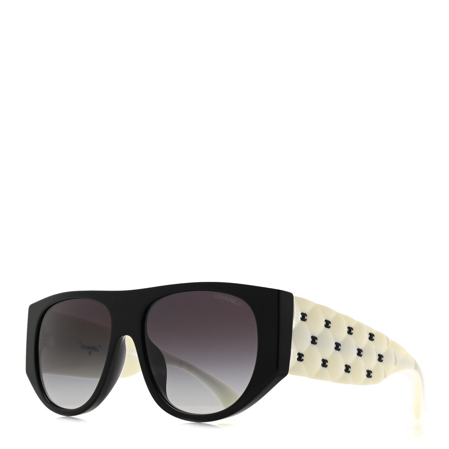 Acetate Quilted CC Pilot Sunglasses 71465 White Black