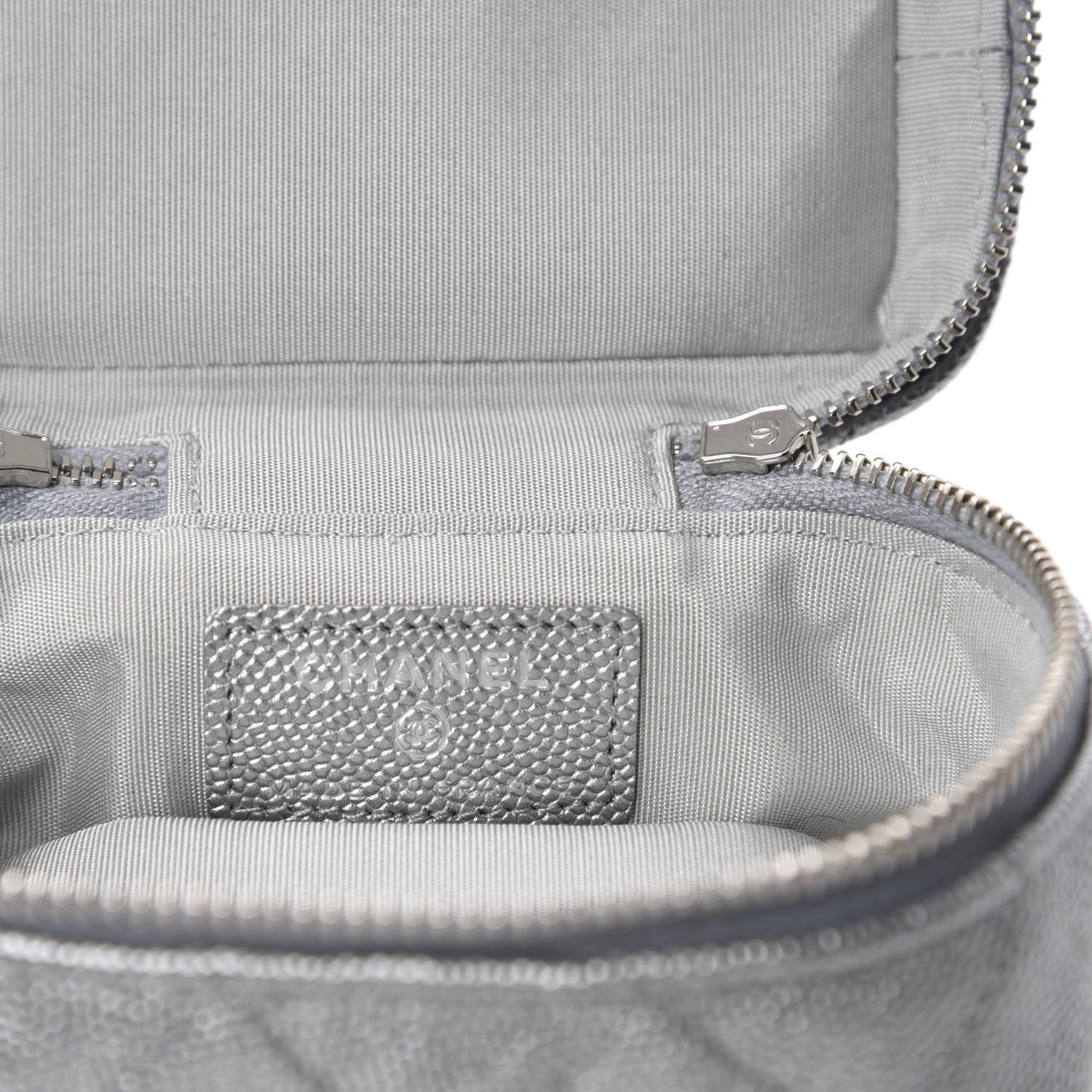 Chanel Metallic Caviar Quilted Mini Top Handle Vanity With Chain Silver 8 of 11