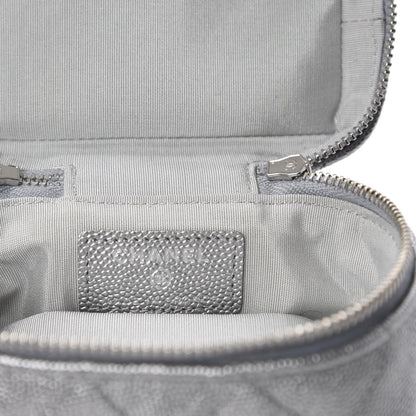 Chanel Metallic Caviar Quilted Mini Top Handle Vanity With Chain Silver 8 of 11