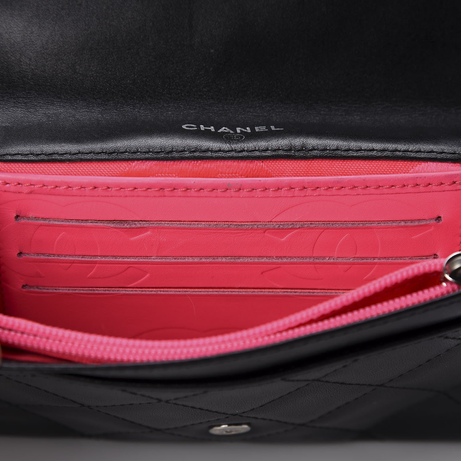 Chanel Calfskin Quilted Cambon Flap Wallet Black White 6 of 6