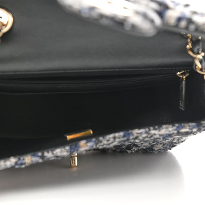 Chanel Glittered Tweed Quilted Mini Rectangular Flap Navy Blue 5 of 9