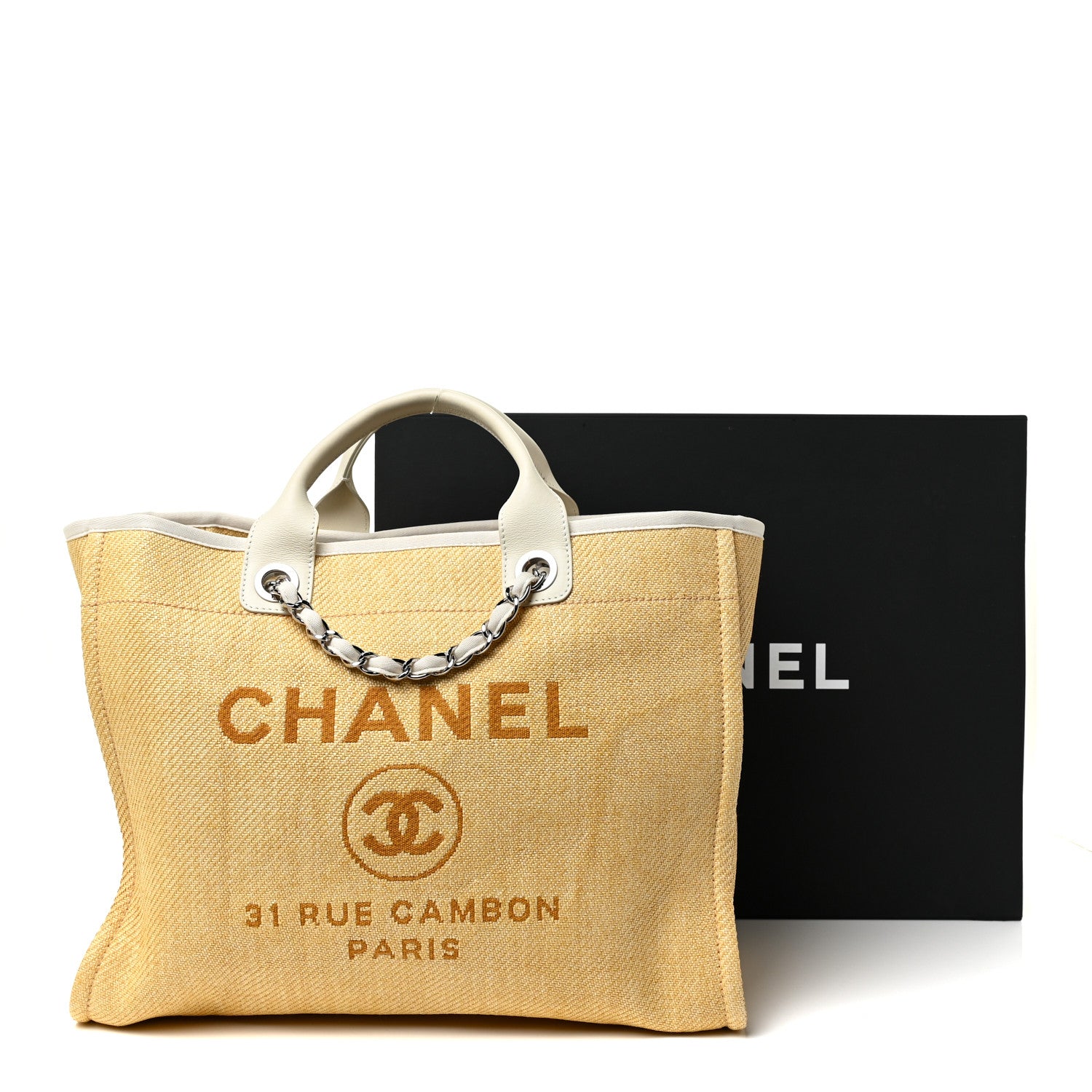 Chanel Canvas Medium Deauville Tote Light Yellow 15 of 15