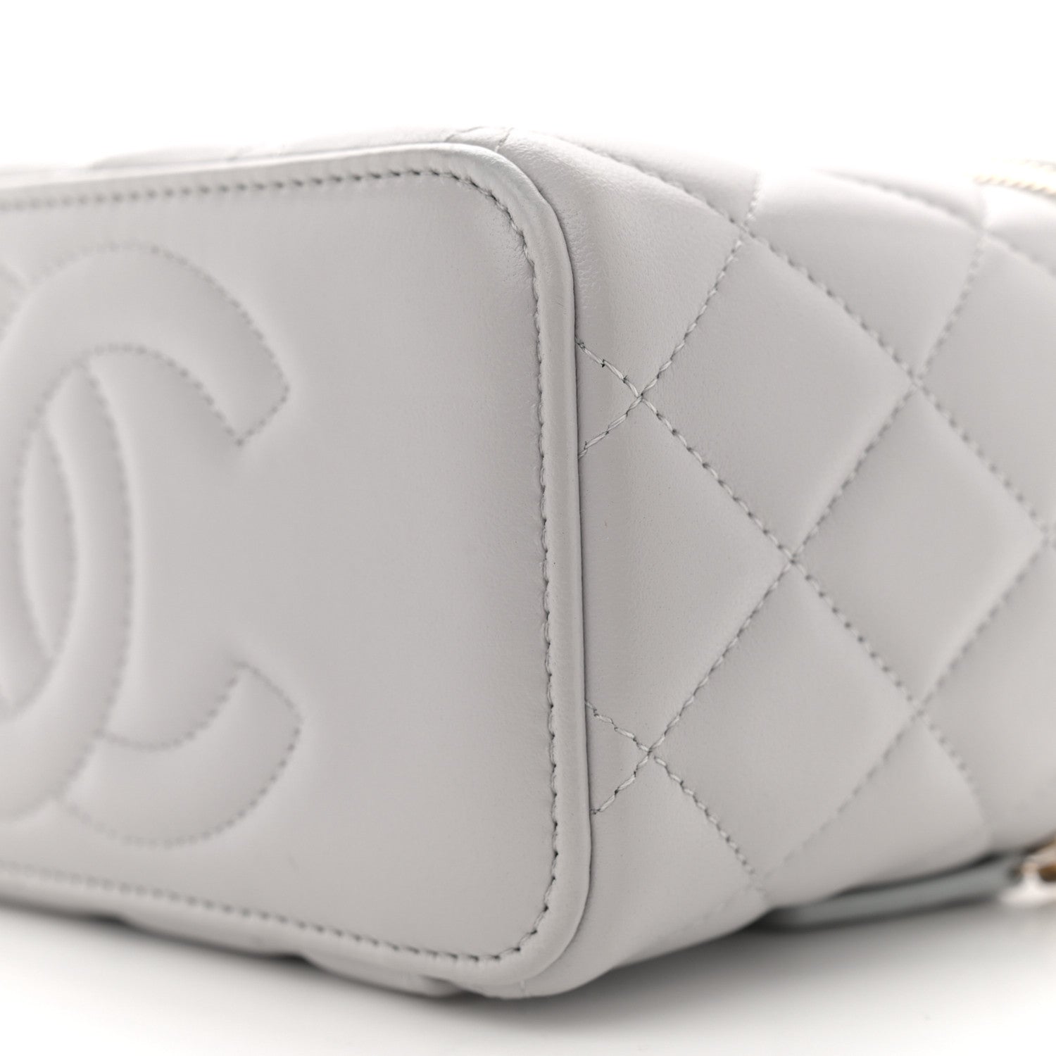 Chanel Lambskin Quilted Small Top Handle Vanity Case With Chain light Grey 10 of 13