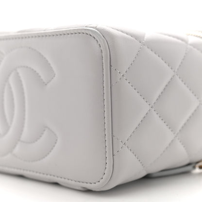 Chanel Lambskin Quilted Small Top Handle Vanity Case With Chain light Grey 10 of 13