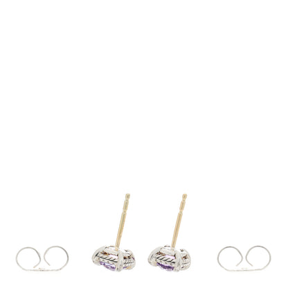 David Yurman Sterling Silver Diamond Amethyst Chatelaine Bezel Stud Earrings 3 of 4
