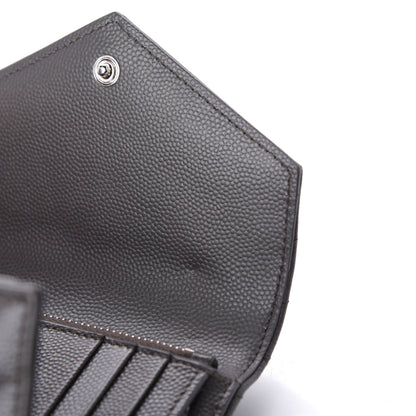 Saint Laurent Grain De Poudre Matelasse Chevron Monogram Compact Tri Fold Wallet Earth 8 of 12