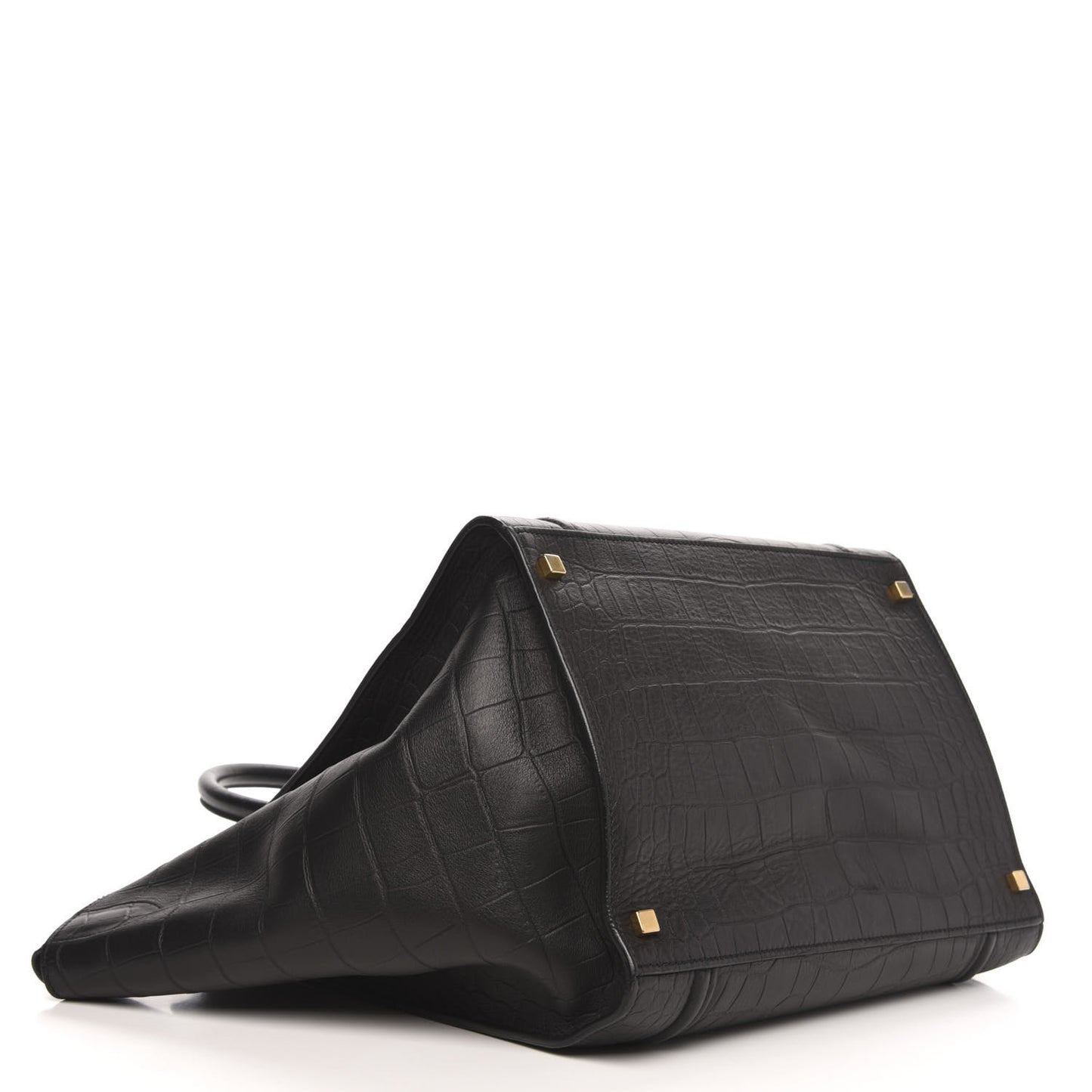 Crocodile Embossed Calfskin Large Phantom Luggage Black