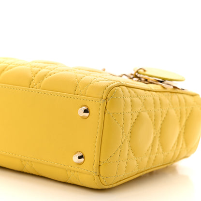 Christian Dior Lambskin Cannage Mini Lady Dior Yellow 10 of 12