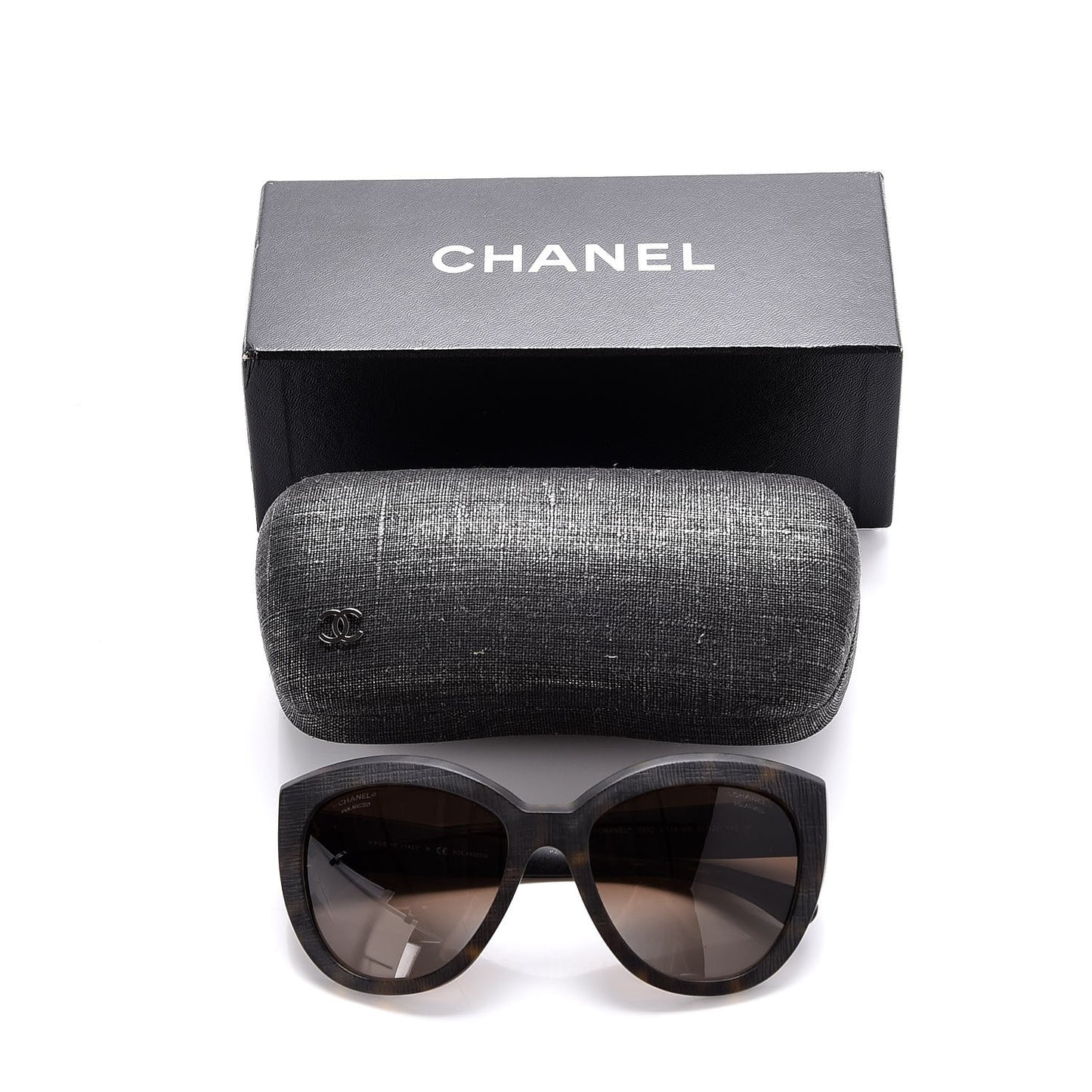Tweed Effect CC Polarized Butterfly Signature Sunglasses 5332 Havana