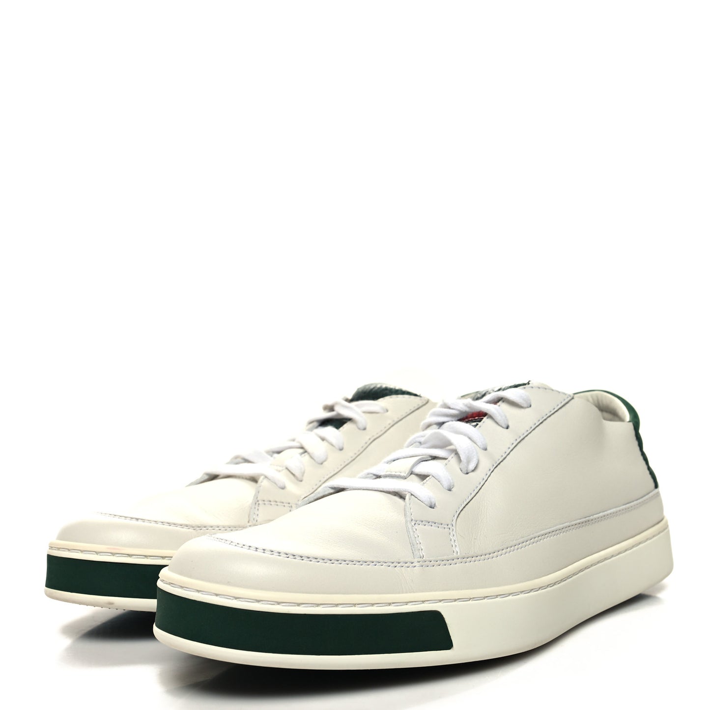 Nappa Suede Mens Low Top Sneakers 8 White Green