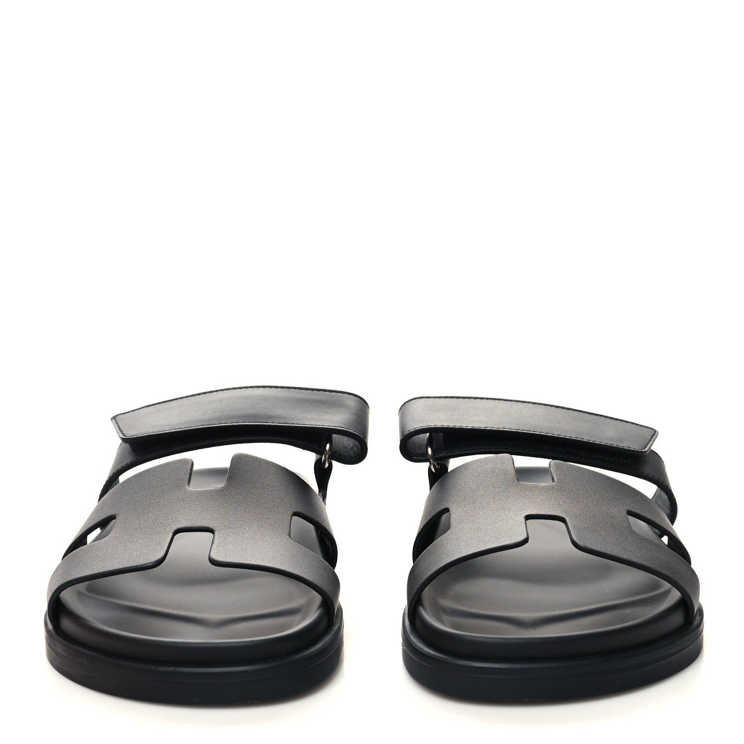 Hermes Calfskin Womens Chypre Sandals 38.5 Black 2 of 9