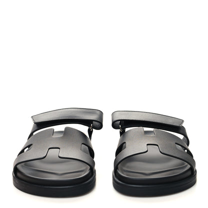 Hermes Calfskin Womens Chypre Sandals 38.5 Black 2 of 9