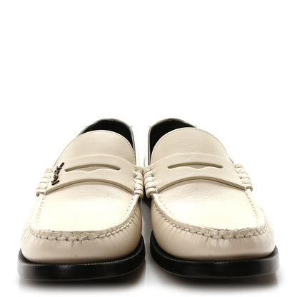 Saint Laurent Calfskin Penny Loafers 37 Pearl 3 of 10