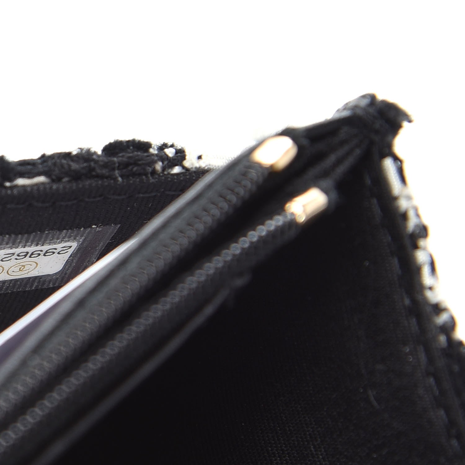 Chanel Tweed Quilted Wallet On Chain WOC Black Ecru White 8 of 11