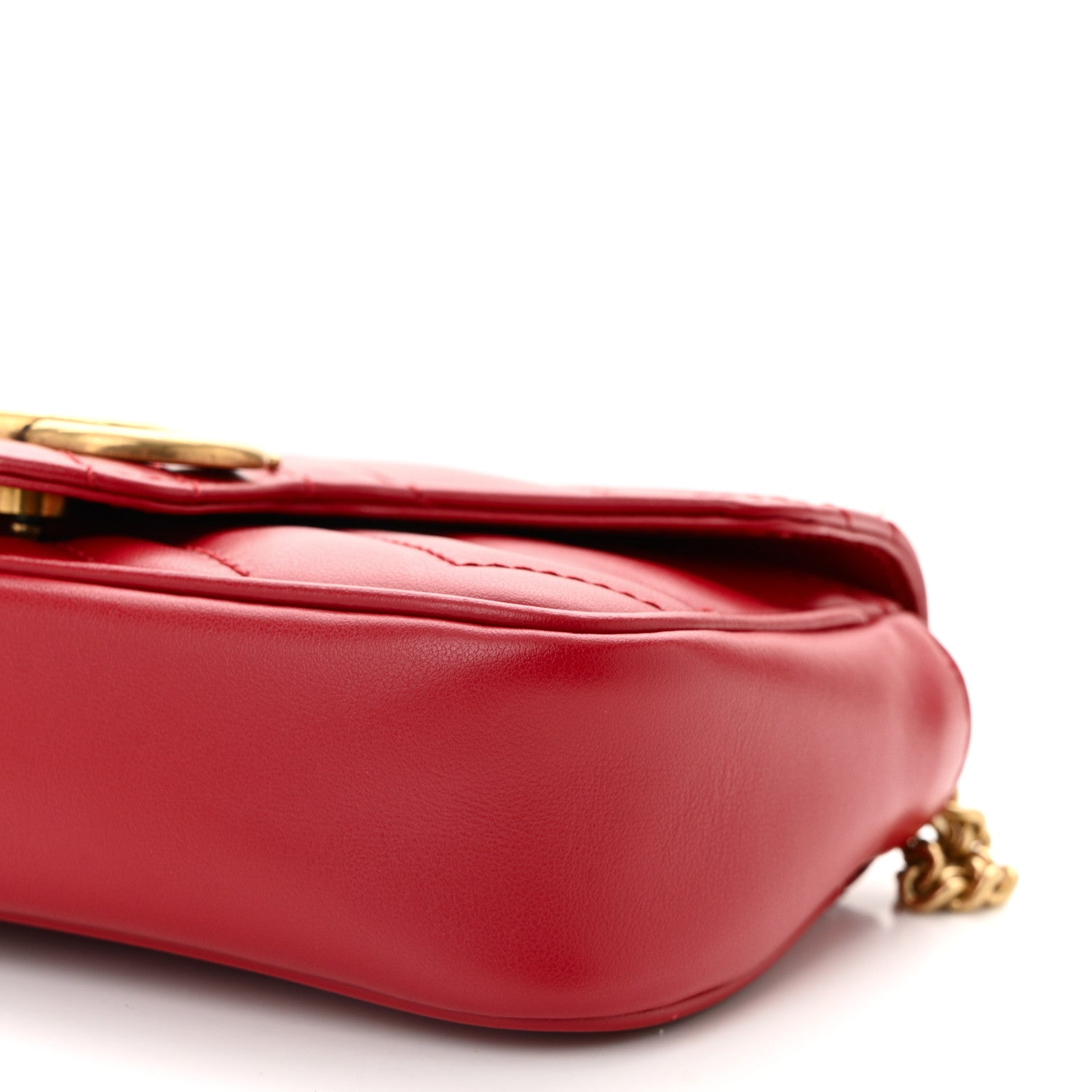 Gucci Calfskin Matelasse Super Mini GG Marmont Shoulder Bag Hibiscus Red 10 of 10