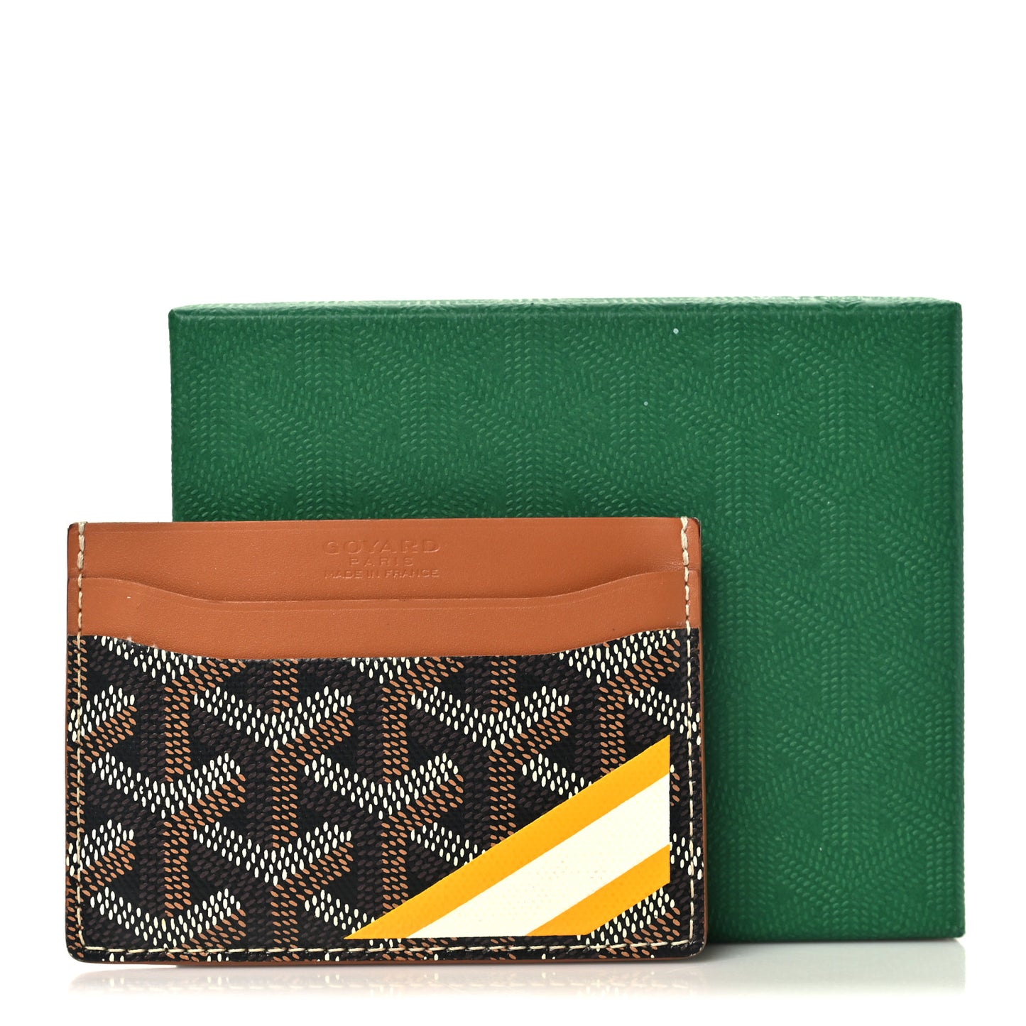 Goyardine Stripe Saint Sulpice Card Holder Black Gold