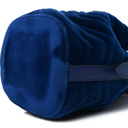 Gucci Velvet Matelasse GG Marmont Bucket Bag Cobalt Blue 10 of 10
