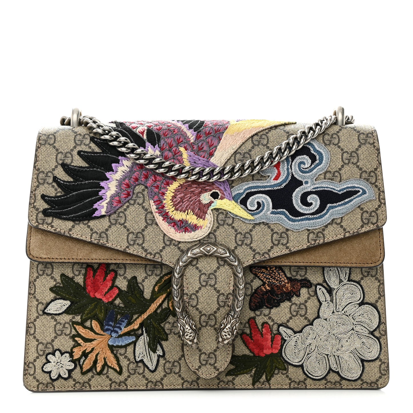 GG Supreme Monogram Embroidered Medium Dionysus Shoulder Bag Taupe